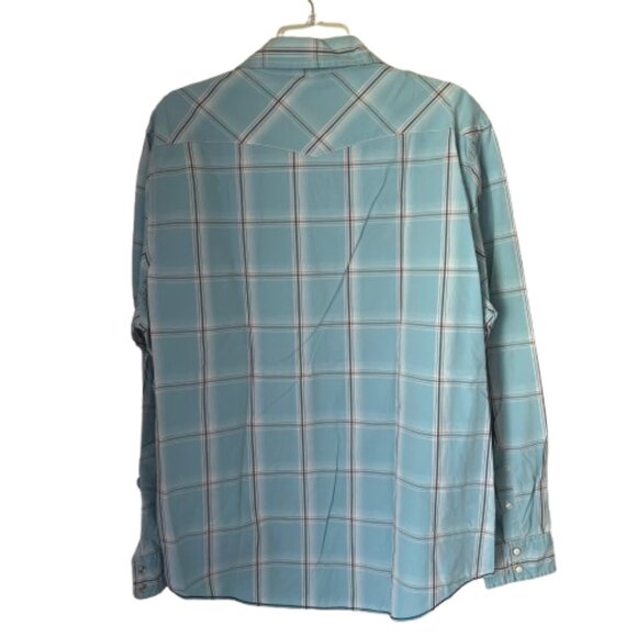 AEO Vintage Fit Blue Plaid Authentic Western Cowboy Snap Closure Man's Size XL - Picture 2 of 6